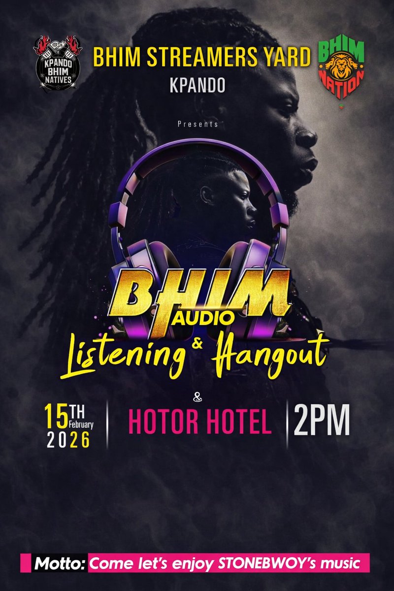 Where Are My KPANDO,HOHOE And HO Natives.
BHIMNATIVES LISTENING PARTY AND HANGOUT Is coming To You,On The 15th February At HOTOR,HOTEL.
2PM SHARP,TURN UP And Let's Have Fun.

#bhimnews