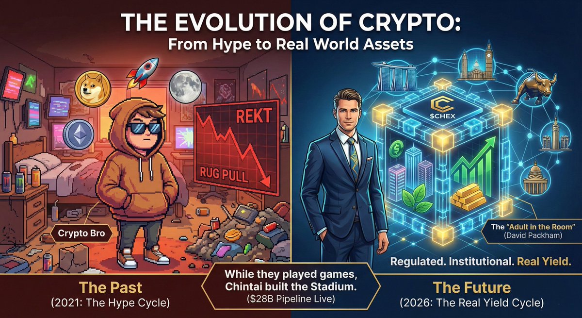 Everyone is chasing the next 100x memecoin.

Meanwhile, BlackRock is preparing to move $16 TRILLION onto the blockchain.

One project is already licensed by Singapore (MAS) to handle it.

And they just unlocked a $28B asset pipeline for 2026. 🧵👇

Deep Dive: The Chintai ($CHEX)