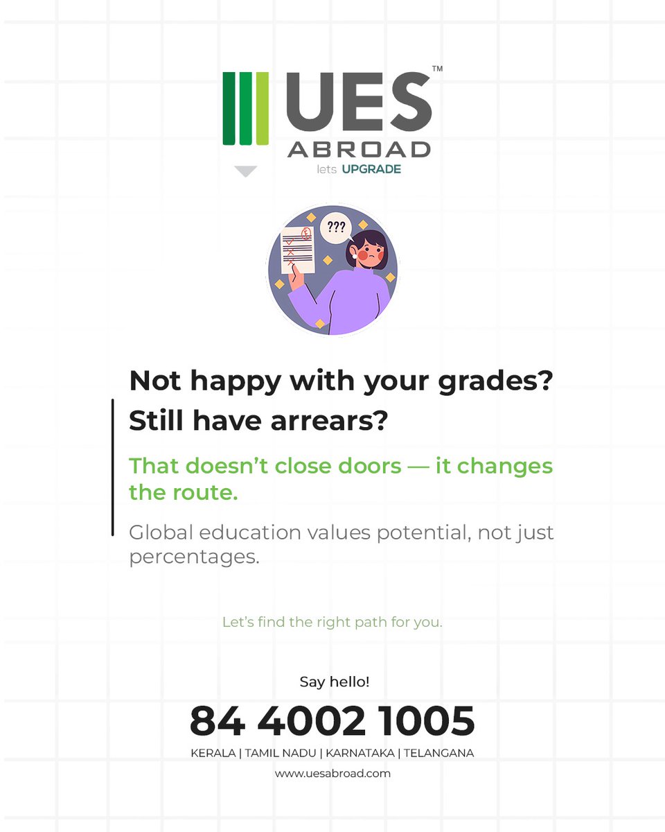 uesabroad's tweet image. Your grades don’t limit your future. Studying abroad is still possible with the right course and country, even with low grades.
📞 84 4002 1005 
🌐 uesabroad.com
#StudyAbroadExperts #AbroadOverseasEducation #EducationConsultancy #StudyAbroad #OverseasEducation