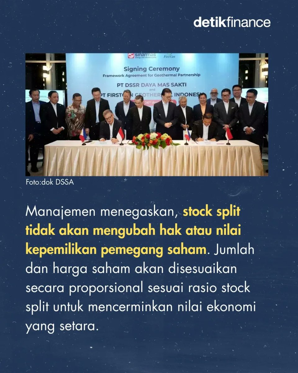 detikfinance's tweet photo. Rencananya stock split akan dilakukan setelah pelaksanaan Rapat Umum Pemegang Saham Luar Biasa (RUPSLB) pada 11 Maret mendatang.
#saham #stocksplit #DSSA https://t.co/rIDEOclDeQ