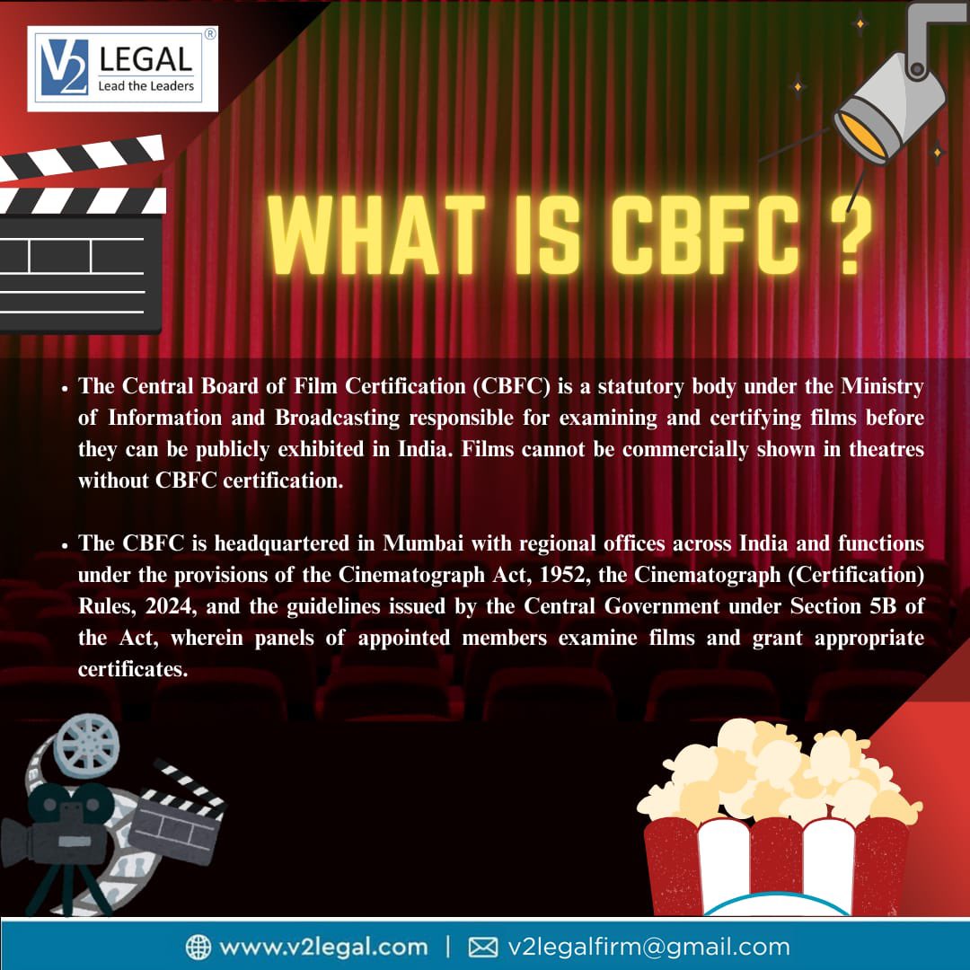 V2Legal's tweet photo. 🎬 The Law Behind Movie Certification in India 🇮🇳

#MovieCertification #CBFC #MediaLaw #EntertainmentLaw #IndianCinema #LawAndCinema #V2Legal https://t.co/zdH6rBeJXN