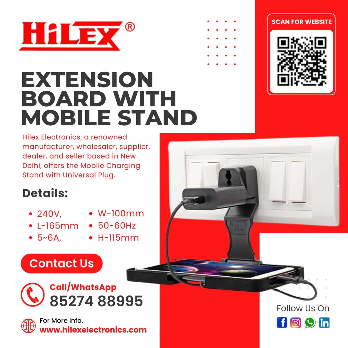 Elect85071Hilex's tweet image. Keep your workspace organized and your devices charged with the HILEX Extension Board with Mobile Stand. 

Visit us: hilexelectronics.com 📞 Call/WhatsApp: +91 85274 88995 🏢 Location: New Delhi, India

#HilexElectronics #MobileStand #ExtensionBoard #SmartCharging