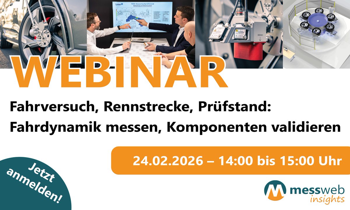 Webinar am 24.2.2026, 14 Uhr: #Fahrdynamik im #Fahrversuch, #Rennstrecke &amp; #Prüfstand messen, Komponenten smart validieren. Praxis-Tipps zu #Sensorik &amp; modularen #Prüfstandslösungen. Insights aus der #Automobilindustrie! Jetzt kostenlos: anmelden: events.teams.microsoft.com/event/10e58b0e…