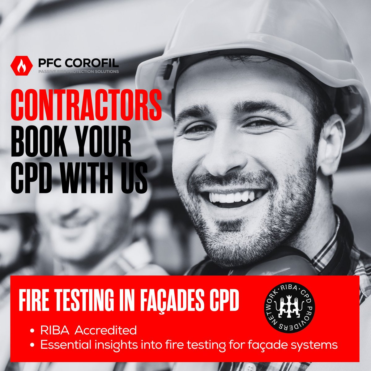 PFCCorofil's tweet image. Boost your fire safety expertise with our RIBA‑accredited Fire Testing in Façades CPD. Essential insights for contractors looking to stay compliant and confident. 🔥 #FireSafety #CPD #Façades #Construction