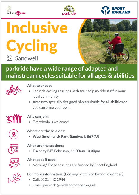 walkandcycle's tweet photo. FREE adaptive cycling sessions in #Smethwick #Sandwell https://t.co/MAKFYi9qkZ