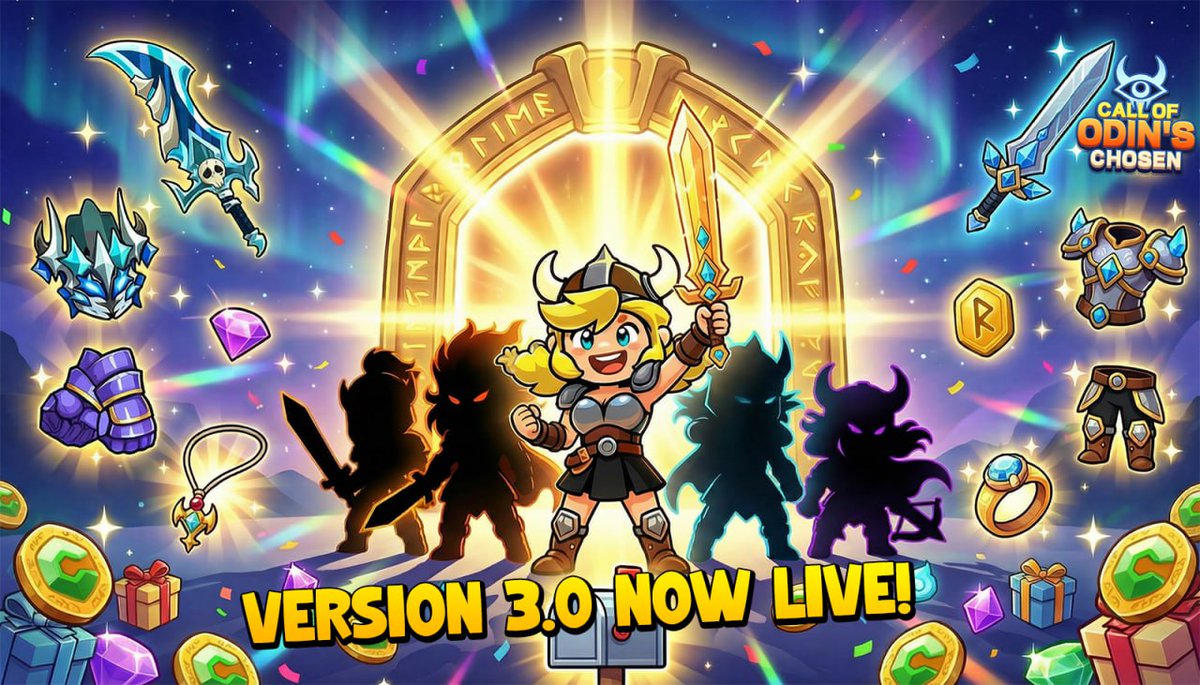 COC_Web3's tweet photo. Hey Vikings! 
Call Of Odin's Chosen Version 3.0 is officially live!

New equipment slots. Rebalanced combat. New Server Open. The most challenging update yet.

For All Players: 
Your 50,000 Diamond Value compensation is waiting in your mailbox. Check it now!

Version 3.0 is just the beginning. More updates coming in February: new equipment sets, progression systems, and fresh game modes.

Thank you for sticking with us through this journey. Keep sharing, keep conquering. Let's build the best Viking saga together.