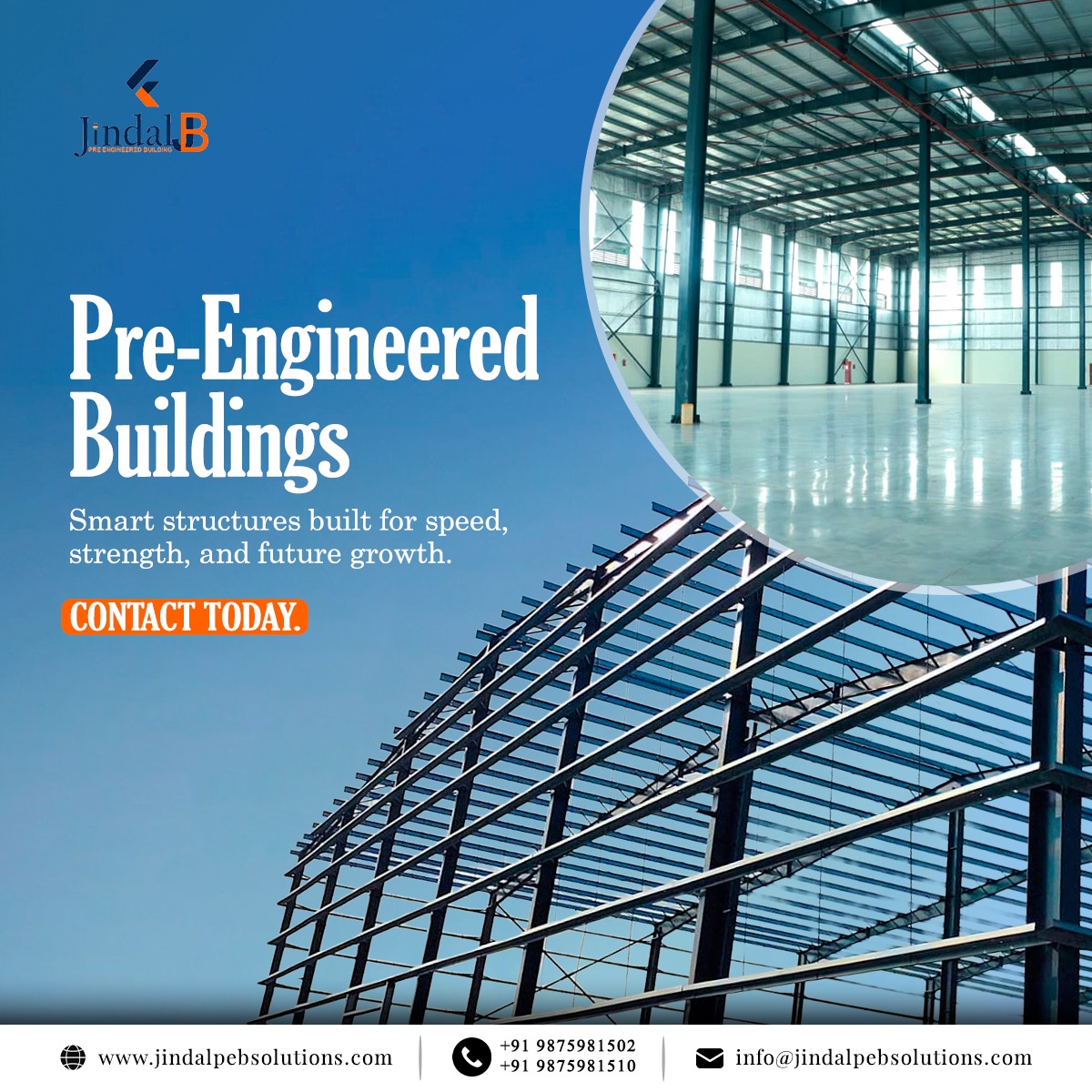 jindalpeb's tweet photo. Pre-Engineered Buildings
Smart structures built for speed, strength &amp; future growth.

📞Contact today to build smarter: +91 9875981502, +91 9875981510

#WarehouseStructures #PEBWarehouse #IndustrialShed #SteelStructure #SmartWarehousing #EfficientStorage #FastBuild #FutureReady https://t.co/0Z6O8fbqXo
