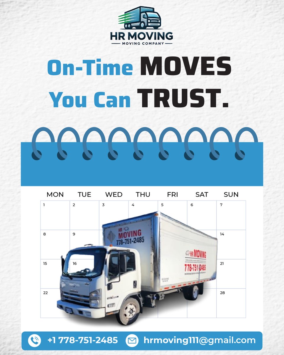 hrmoving1's tweet image. ⏰ You choose the date—we do the rest.
With HR Moving, your move stays planned, punctual, and carefully handled.

Call now &amp;amp; book your move.
📞 +1 778-751-2485
🌐 hrmoving.ca

#HRMoving #MovingDay #ScheduledMoves #OnTimeDelivery #ReliableMoving #ProfessionalMovers