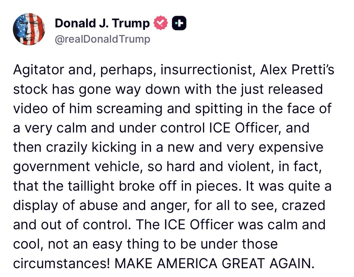 MAGAVoice's tweet image. BREAKING 🚨At 1:26AM President Trump exposed Alex Pretti as a possible insurrectionist after seeing video of him spitting at Agents and kicking vehicles

PRESIDENT TRUMP IS ABSOLUTELY RIGHT