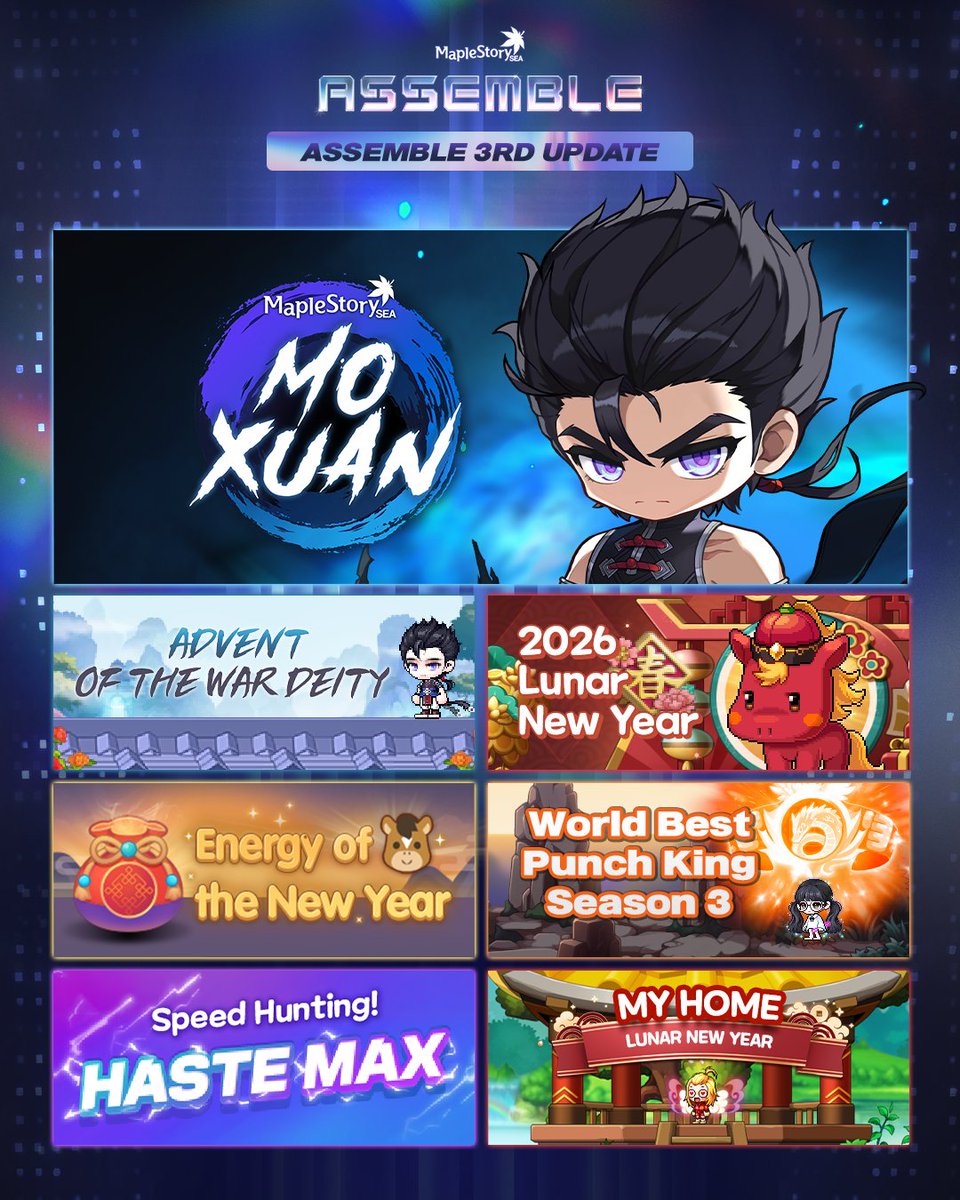 ✨🍁v248 ASSEMBLE patch is here!🍁✨

📅 Check out the event notes below 📅

• Martial God: Mo Xuan: bit.ly/v248_MoXuan
• Event Notes: bit.ly/v248_Event
• Growth Events: bit.ly/v248_Growth
• Energy of the New Year (New Gachapon): Coming Soon