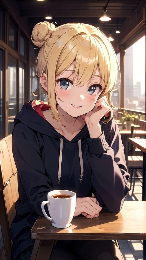 リコです！休憩時間です！あったかいコーヒー飲んで残り時間頑張ろうーイエーい！！
#AIイラスト︎ #絵柄が好みっていう人にフォローされたい