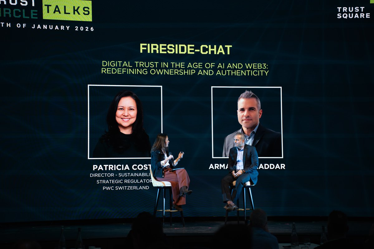 Trust_Square's tweet photo. Digital Trust in AI & Web3 ๐
At #TrustCircle Talks in St. Moritz, @ASarhaddar (@ivaultapp) & Patricia Costa (@PwC_Switzerland) showed how transparency, governance, and community-focused design rebuild trust and ensure lasting digital confidence. https://t.co/oYnuNJxoLu