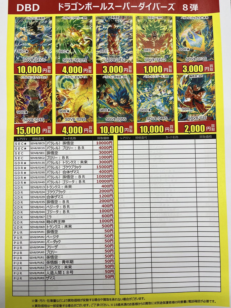 古本市場富田林店です❗️ #ドラゴンボールスーパーダイバーズ 8弾