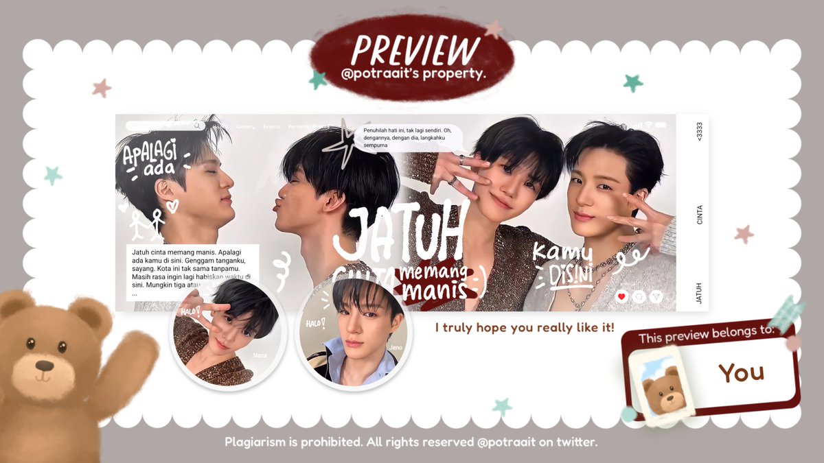 potraait's tweet image. help repost, thankchuu! 

hai kenalan sama anak baruku yuk edisi memasuki bulan kasih sayang hehe❤️ layout couple yg bisa jadi layout halu juga buat km yg gk punya couple😋🤭 terinspirasi dari lagu yg lg viral ntu wkwk, mohon ospeknya ya gusyy terimakasih! 🤟🏻

#zonauang