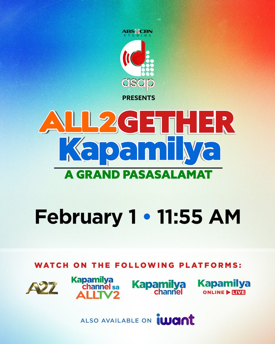 Excited na ba kayo, Kapamilya?

Hatid namin ang ALL2GETHER KAPAMILYA: A GRAND PASASALAMAT, bilang pa-thank you sa inyong walang sawang suporta. ❤️💚💙🧡

#ABSCBN #ABSCBNStudios #ALLTV2 #KapamilyaChannel #All2getherKapamilya