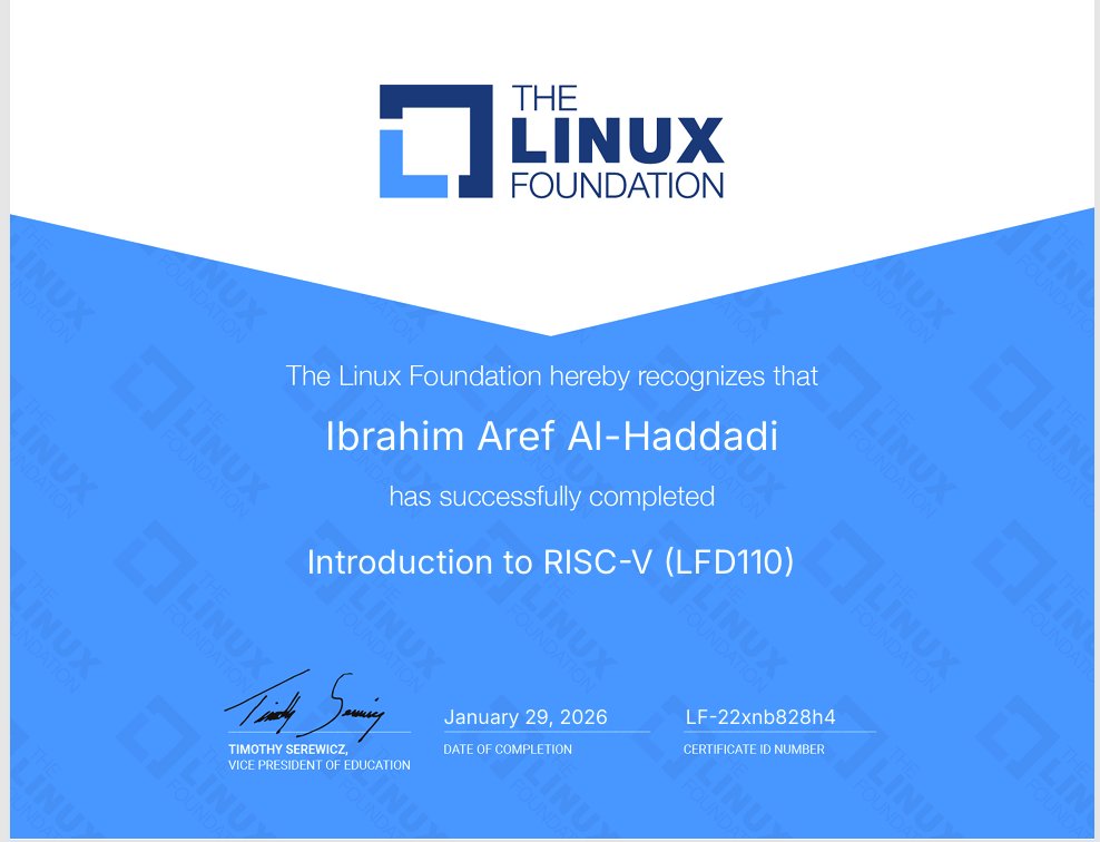 Dear M3, M4, COE 224 😎 

You will receive 5 bonus marks if you complete and submit the certificate from the following course:

🔗 training.linuxfoundation.org/training/intro…

The course is free, online, and easy to pass.
It introduces the basics of RISC-V architecture, which is directly related to