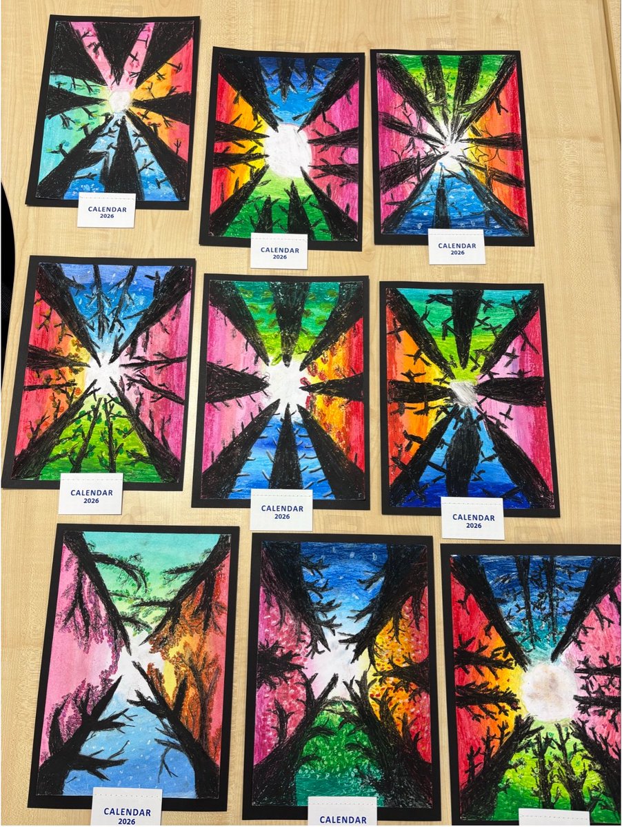 P7S The class created some absolutely beautiful artwork for their 2026 calendars! 🌳 🌸 ❄️ 🍁