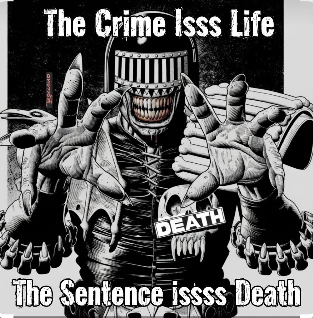 Unconcerned098's tweet photo. Grok Imagine prompt:

Add text The Crime Isss Life
The Sentence issss Death https://t.co/BAD4hC2WSR
