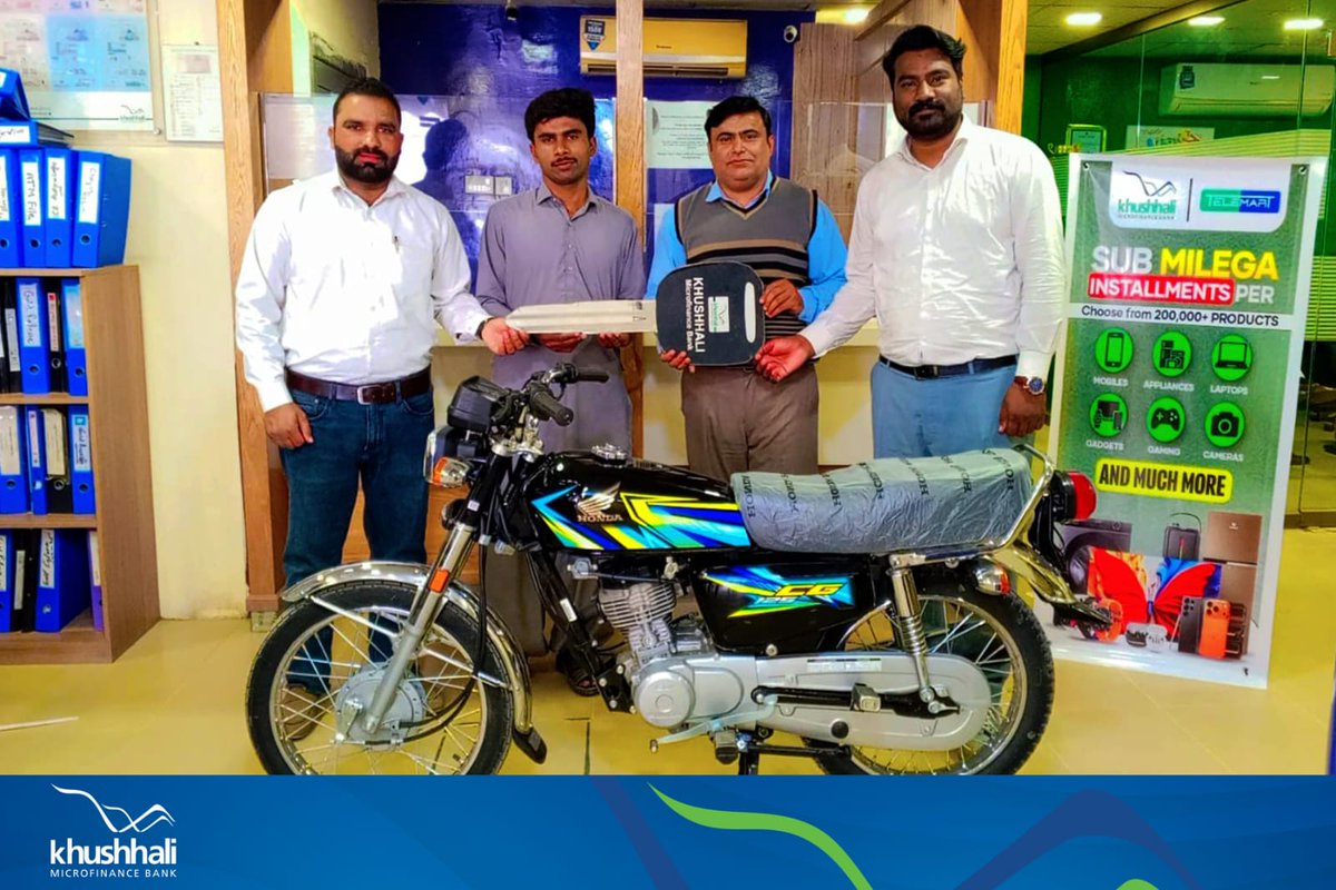 KblLtd's tweet image. Alipur Branch successfully disbursed its first Bike Loan of 2026, with the kind support and guidance of Respected Area Manager, Waseem Akhtar Bhutta Sb. 🏍️✨
#KMBL #KhushhaliMicrofinanceBank #Alipur #EV