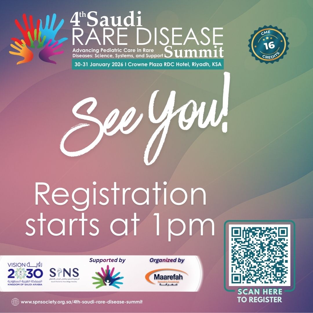 MetabolicProff's tweet image. Today’s the day! 👋
The 4th Saudi Rare Disease Summit kicks off today in Riyadh.

🕐 Registration starts at 1:00 PM
📍 Crowne Plaza Riyadh RDC Hotel &amp;amp; Convention Center - M Floor, Ibn Battuta 3
🎓 16 CPD Credits

See you there!

#SRDS2026