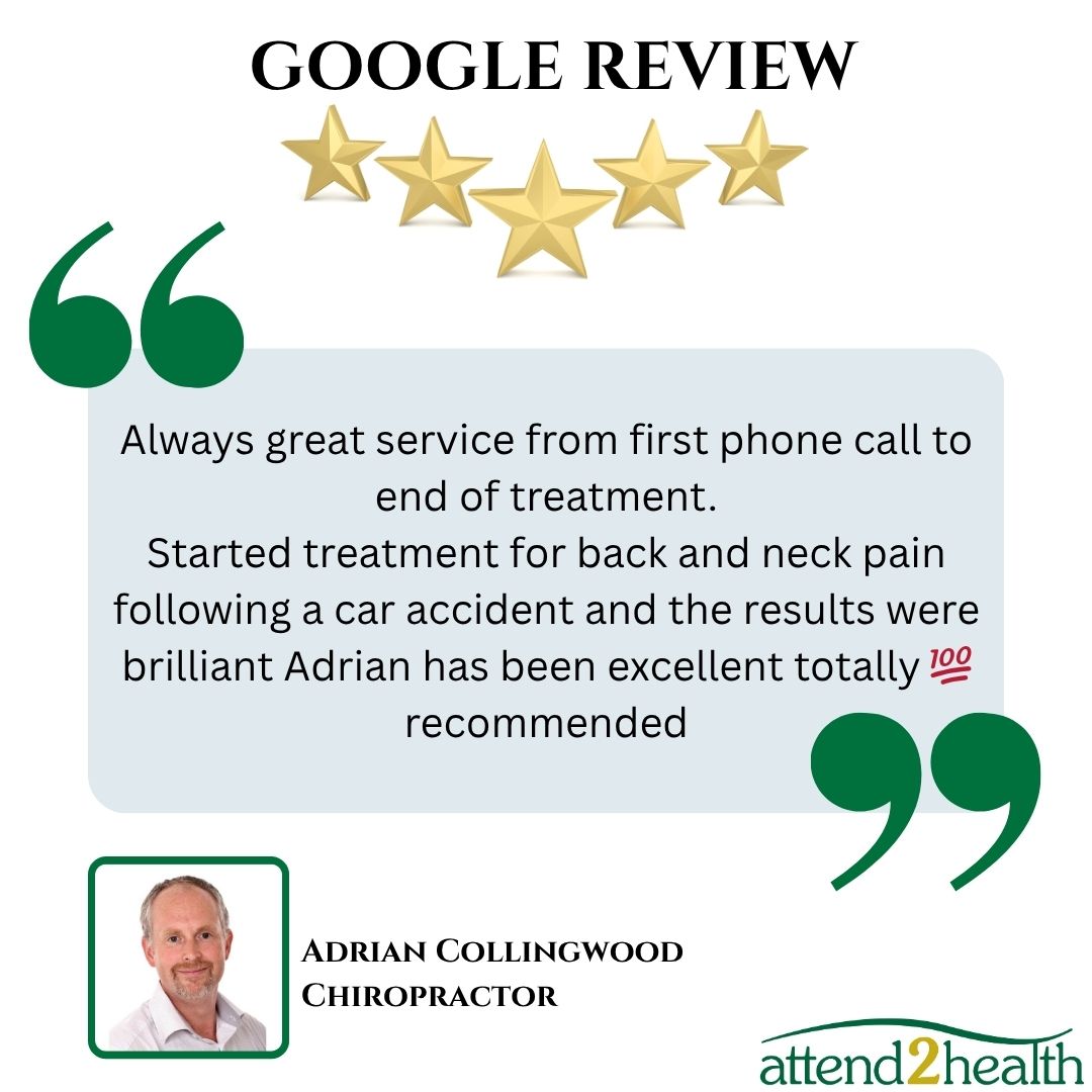Attend2Health's tweet photo. 🌟 Wow! We’re thrilled with this fantastic review for our chiropractor Adrian and our amazing reception team! 🌟
If you're suffering from back or neck pain, call us today and see how we can help you too.
📞 01763 87 80 87
📍 Attend2Health, 27 High Street, Buntingford https://t.co/CSojjuHGH5