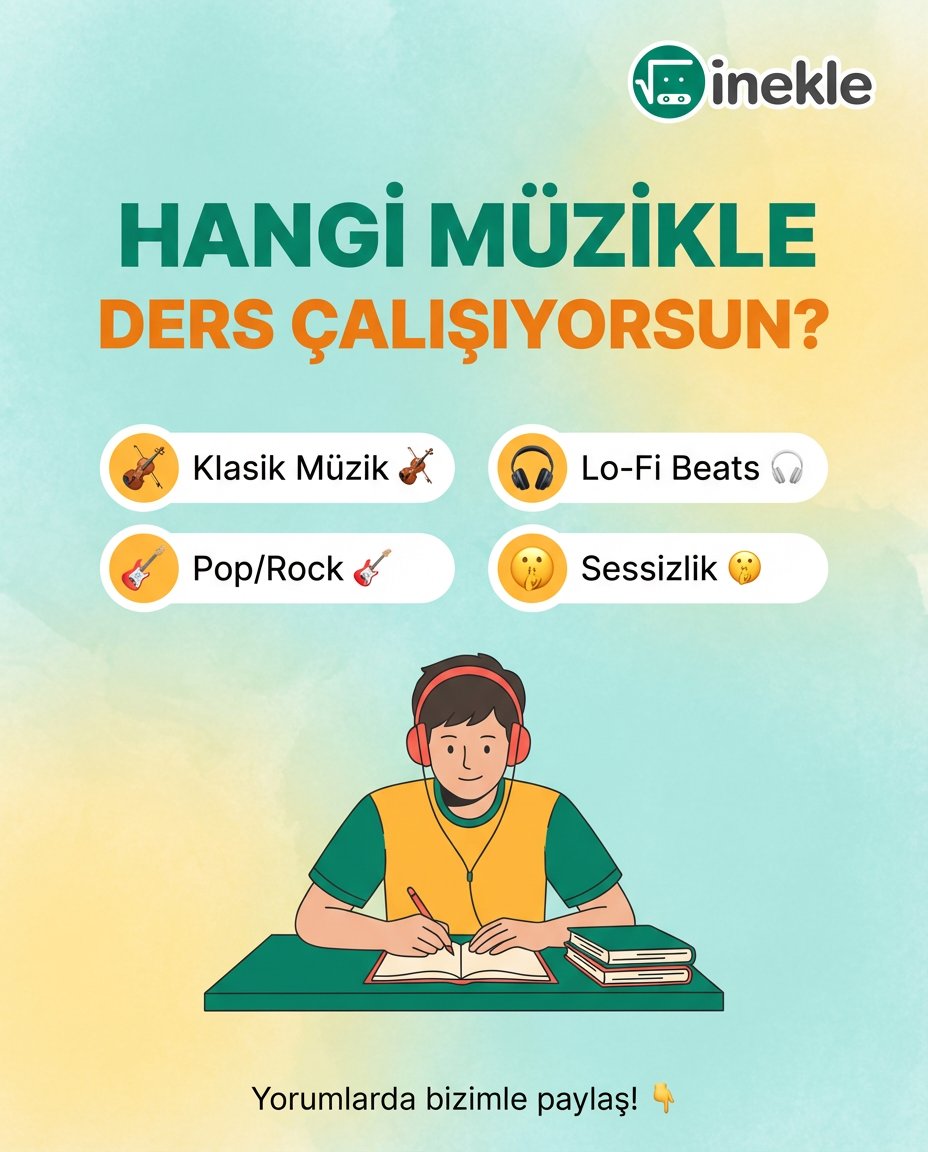 Ders çalışırken ritim mi motive eder, yoksa sessizlik mi odaklanmanı sağlar? 🎧📚
Kimi notlarını klasik müzikle toparlar, kimi Lo-Fi’la akışa girer, kimi de tek bir ses bile istemez 🤫
Sen hangisisin?

○○
#inekle #dersçalışma #odaklanma #dersmotivasyonu #studyvibes