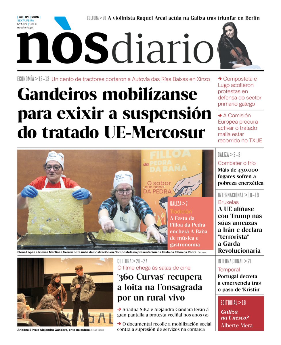 📰 Avanzamos a capa do 'Nós Diario' desta sexta feira , 30 de xaneiro.

🛒 Podes atopalo nos quiosques ou na nosa loxa en liña bit.ly/3saIH3Q

📝 Tamén podes subscribirte a 'Nós Diario' bit.ly/3GACRNg