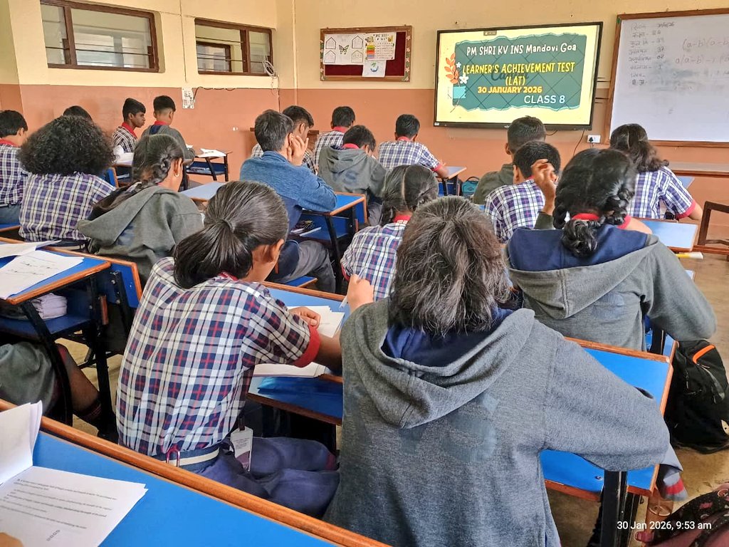 kvinsmandovi's tweet photo. LAT–2 | 30.01.2026
Classes III, V & VIII
PM SHRI KV INS Mandovi, Goa
Not just a test, but a checkpoint on the journey of learning.
Reflect. Refine. Rise. 🚀📚
#LAT2 #PMSHRI @KVS_HQ @KvsMumbai @EduMinOfIndia https://t.co/UY1fzlYZcx