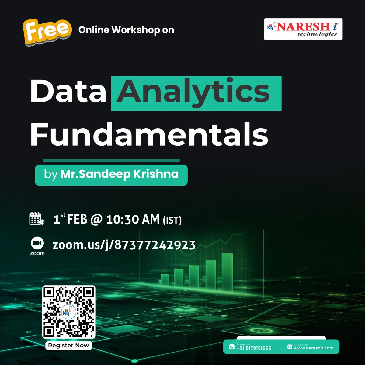nareshitech's tweet photo. 🚀 Kickstart Your Data Analytics Journey — FREE!

👉 Register Now: https://t.co/z269jqqcWp

👨‍🏫Trainer: Mr. Sandeep Krishna
📅 Date: 1st Feb 2026
⏰ Time: 10:30 AM (IST)

#FreeWorkshop #DataAnalytics #BusinessAnalytics #AnalyticsCareers #DataDriven #PythonForData https://t.co/3i3yj6xreb