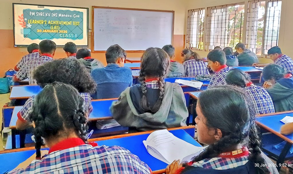 kvinsmandovi's tweet photo. LAT–2 | 30.01.2026
Classes III, V & VIII
PM SHRI KV INS Mandovi, Goa
Not just a test, but a checkpoint on the journey of learning.
Reflect. Refine. Rise. 🚀📚
#LAT2 #PMSHRI @KVS_HQ @KvsMumbai @EduMinOfIndia https://t.co/UY1fzlYZcx
