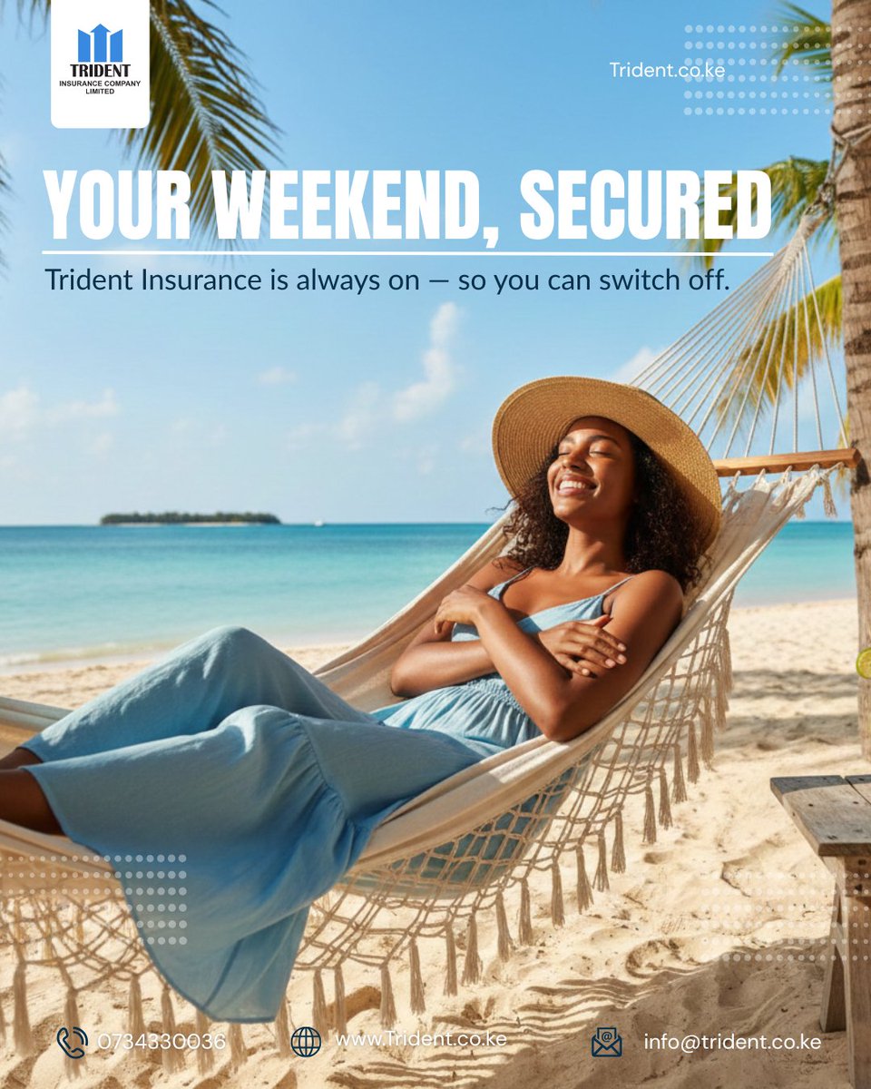 tridentIns's tweet image. This is your sign to slow down and enjoy the weekend 🌴
We’ll handle the risks, you enjoy the moment —Trident Insurance.
#RelaxAndUnwind #WeekendEscape #TridentInsurance #PeaceOfMind