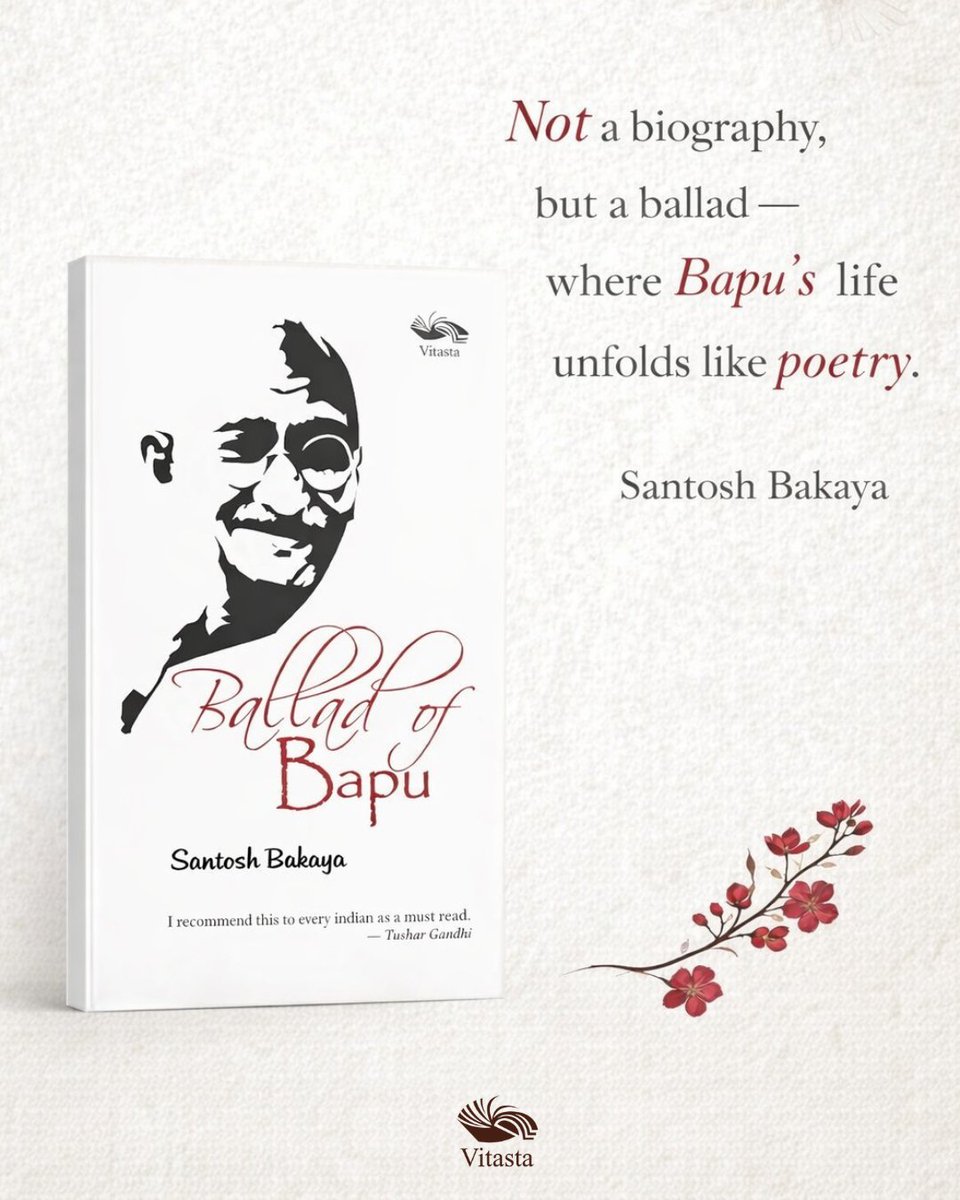 Vitastapublish's tweet image. On the #deathanniversary of #MahatmaGandhi, we turn to his life not through dates or doctrine, but through verse. Ballad of Bapu by Santosh Bakaya reimagines Gandhi as a poetic saga — intimate, human, and luminous.

amazon.in/dp/B01IQUWY36

#Bapu #biography #vitastapublishing