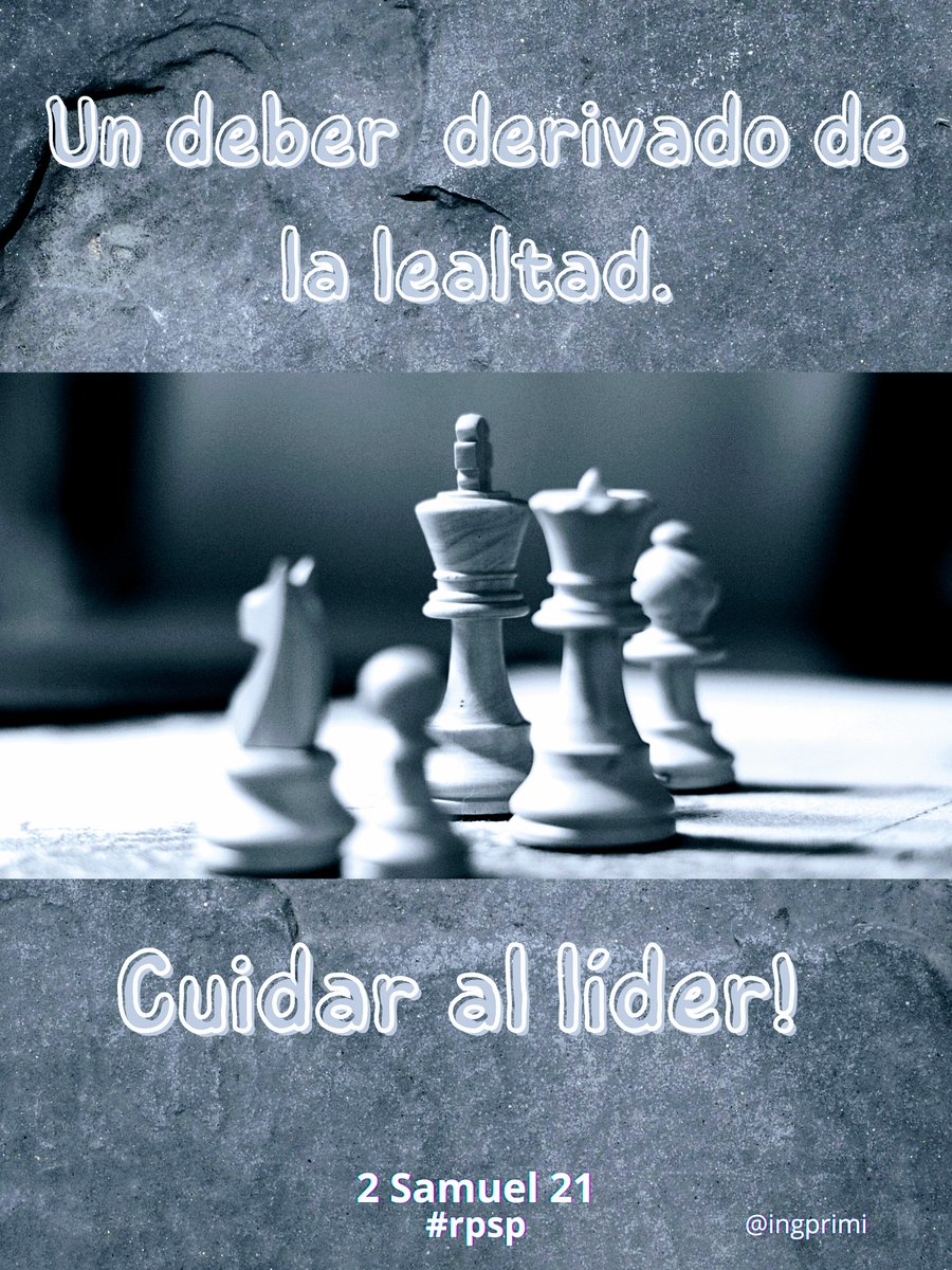 2Sam21. El liderazgo fundamentado en Jehová alcanza la lealtad por Palabra, sin embargo la entrega completa y el servicio es la evidencia viva de lealtad por amor aplicada por Dios en Jesús hacia aquellos en quienes su vida había puesto valor como Líder. Amén. #rpsp