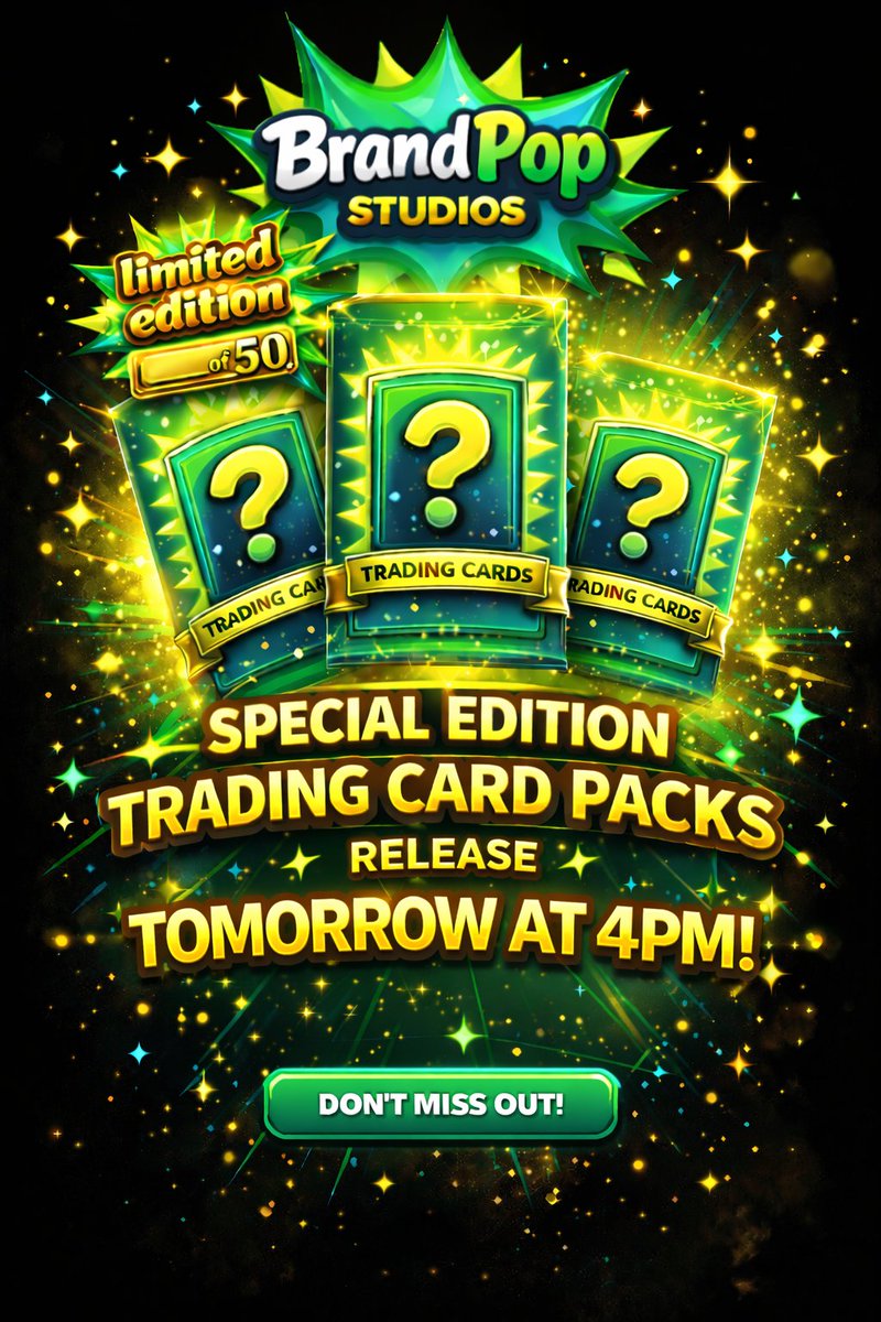 🚨🚨 TOMORROW. 4PM PST. HISTORY. 🚨🚨

The HIGHLY ANTICIPATED First Class Creator Cards are finally here 🏆

✨ Dropping exclusively in LIMITED GOLD PACKS

⏳ ONLY 50 PACKS AVAILABLE
❌ ONCE THEY’RE GONE… THEY’RE GONE FOREVER
🚫 NEVER COMING BACK

🔓 Website reopens LIVE ON