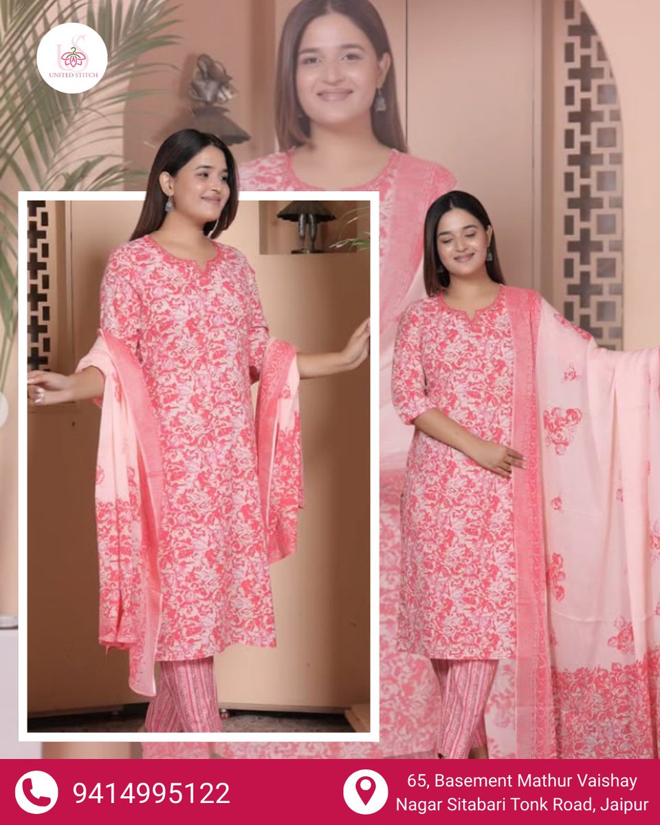 USarswat's tweet image. 🌸 Elegant Pink Printed Kurti Set with Dupatta 💖
Perfect for daily wear, office &amp;amp; festive outings ✨
Comfort meets style in every stitch!
📍 United Stitch, Jaipur
📞 9414995122
#EthnicWear #JaipurFashion #KurtiSet #WomenStyle #UnitedStitch