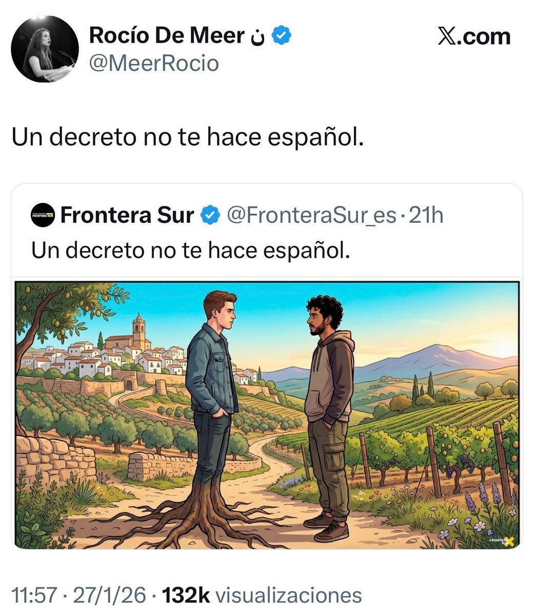 GuerraenlaUni's tweet image. Esto es la doctrina Blut und Boden del nazismo. Sangre y tierra. La pertenencia al Volk la determina la raza aria (por eso no hay contradicción en que De Meer la reclame). Y la tierra se vincula al mundo rural tradicional. No es un guiño ultra. Es nazismo.