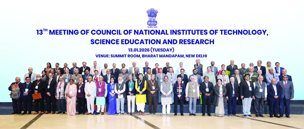 NIT_Mizoram's tweet photo. Prof. S. Sundar, Director, NIT Mizoram joined the 13th Meeting of the Council of NITs, Science Education & Research on 13 Jan 2026 at Bharat Mandapam, New Delhi.
#NITMizoram #NITCouncil #HigherEducation #Research https://t.co/PlGaZXOAVd