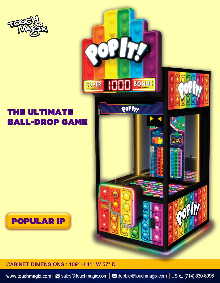 A first-of-its-kind multi-direction ball drop game

Use the joystick to drop balls on a 64-hole color grid and unlock rewards!

For more details : sales@touchmagix.com

#PopIt #ArcadeInnovation #touchmagix #touchmagix_usa