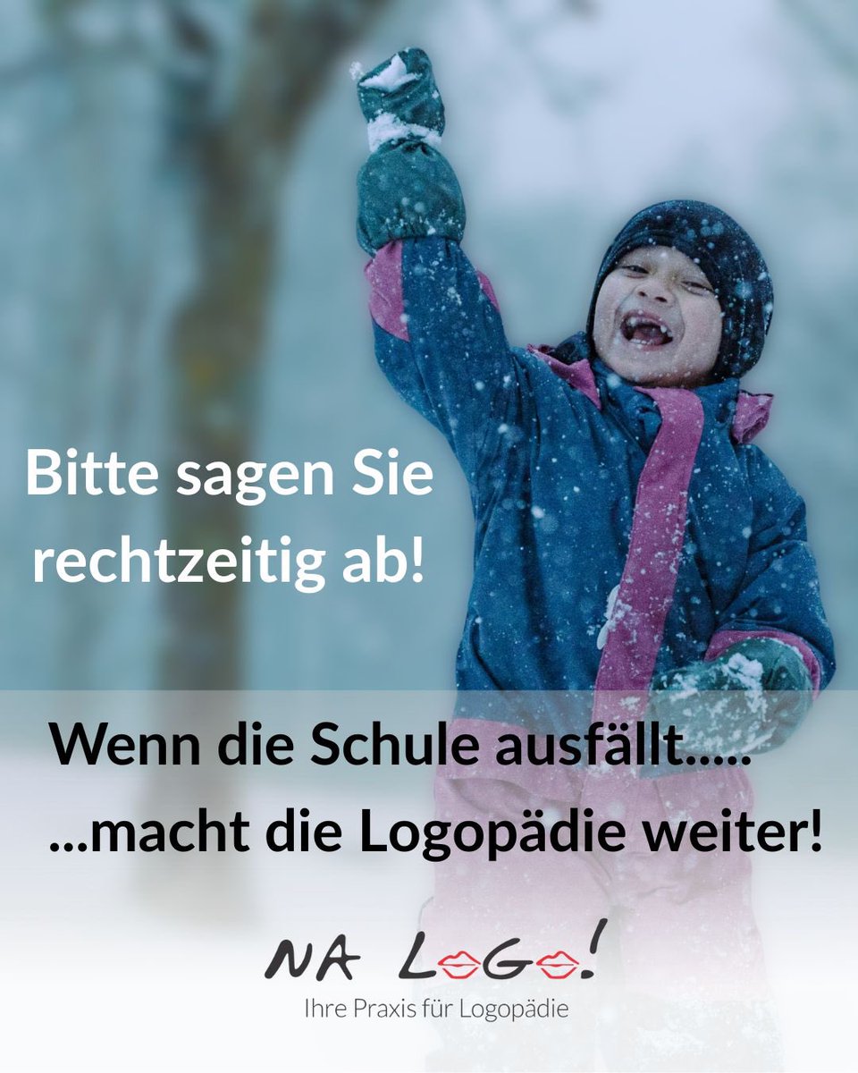 Schulfrei ist kein logopädischfrei!
Auch wenn draußen die Schneeflocken tanzen – bei uns wird weiter geübt! Bitte denkt an rechtzeitige Absagen.