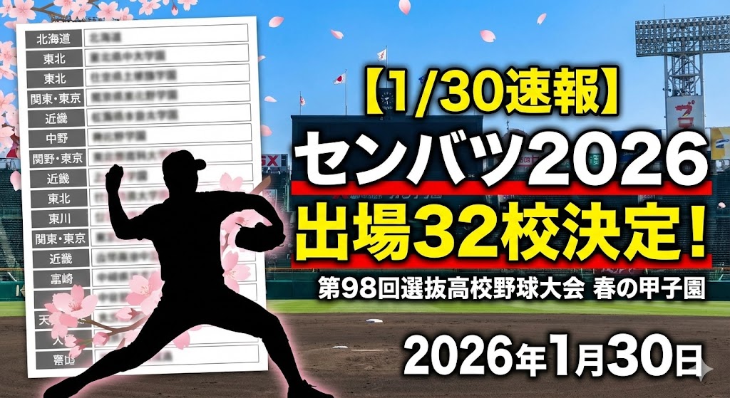 【速報】第98回選抜高校野球大会の出場32校が決定！✨

春連覇を狙う横浜、16年ぶり出場の帝京、昨夏王者・沖縄尚学など実力校が勢揃い

21世紀枠には長崎西と高知農が選出されました。3月19日の開幕が待ちきれません！⚾️