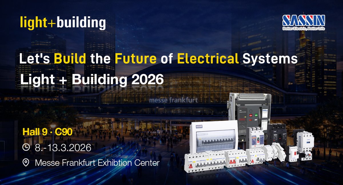 Sassingroup's tweet image. Visit us at Light + Building 2026 and explore ractical solutions built for daily operation and global standards.
📍 Hall 9 · C90 | Messe Frankfurt
#LightAndBuilding #ElectricalEngineering #ReliablePower #TradeFair