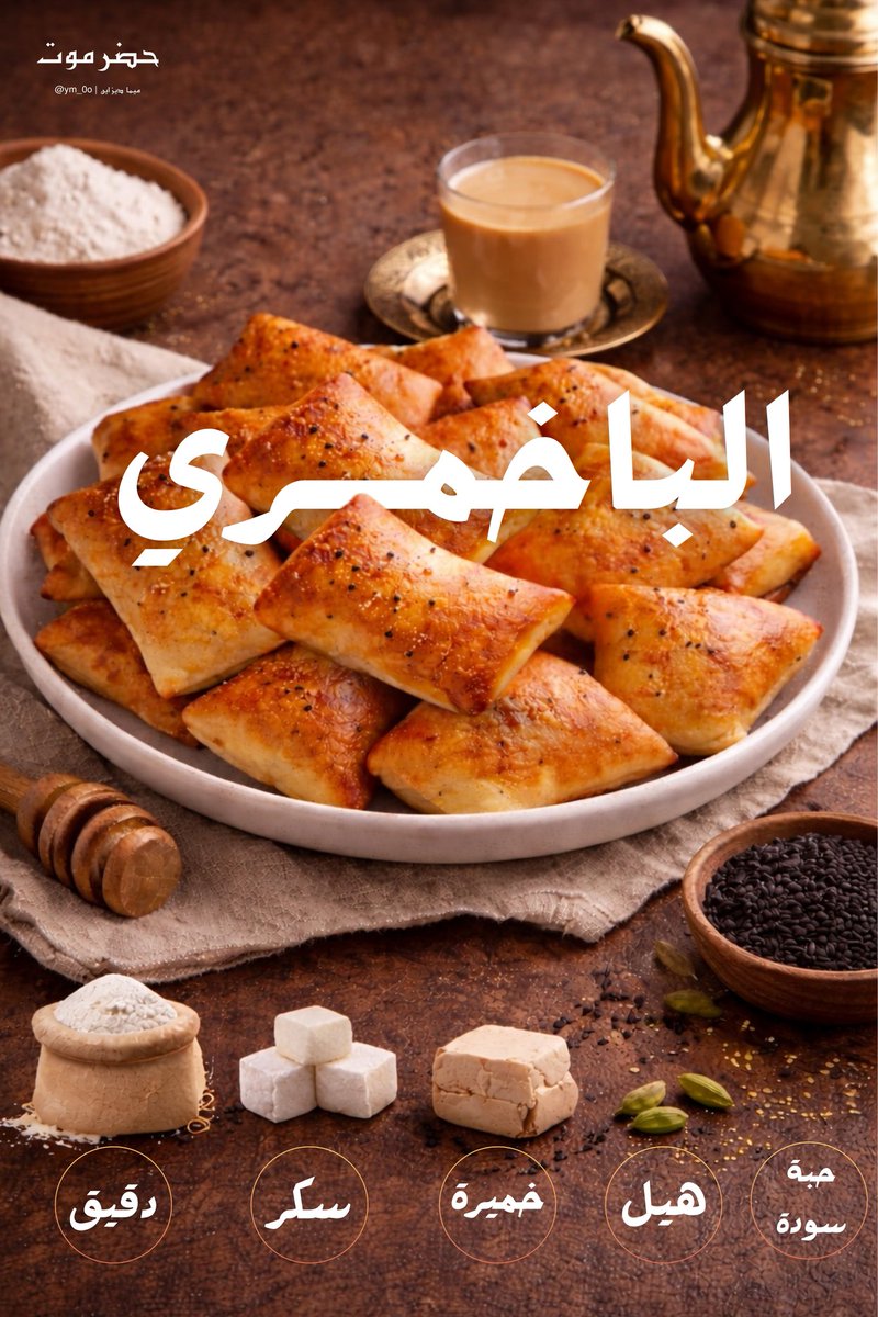 صباح الخير من أرض الحضارة .. حضرموت
لا بدأت يومك بباخمري وشاهي ملبن، أبشر بيوم يفتح النفس. 

بساطة المكونات، وعظمة الطعم! ✨"