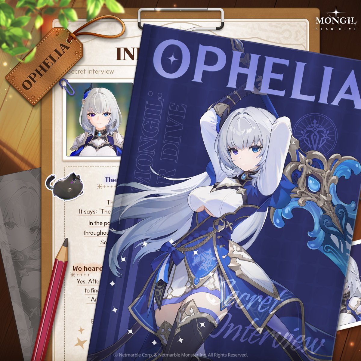 Stardive_EN's tweet photo. #Lenna’s Interview File📝 – Ophelia

Lenna from the Gathering Hub「Python」digs deep into the character profiles! ✍️
From distinct traits to hidden stories not revealed in the main plot!
All the things you were curious about, unveiled in full! 🔓

#CharacterIntroduction #Profile #Interview #MONGILSTARDIVE #STARDIVE #Netmarble #RPG #Game