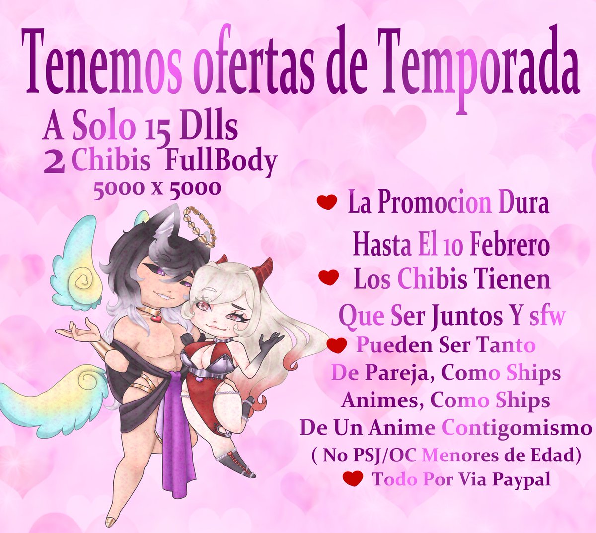 💌❤️Hola Enamorados, estamos en promoción para regalitos sencillos y baratos para este 14 de Febrero, siendo esto 2 Chibis enamorados en la temática que desees, como el ejemplo en la imagen. ❤️💌

💌DM Abiertos Cualquier Duda.