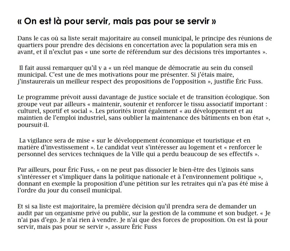 73PCF's tweet image. Il y aura bien une liste de gauche à #Ugine. Elle est portée par notre camarade Eric Fuss #Municipales2026 #Savoie