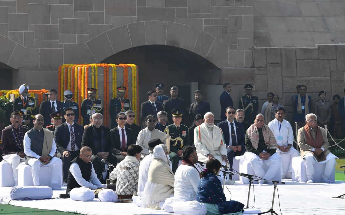 Paid tributes to Mahatma Gandhi at Rajghat. His timeless ideals continue to guide our nation’s journey. We reaffirm our commitment to his principles and to building an India rooted in justice, harmony and service to humanity.