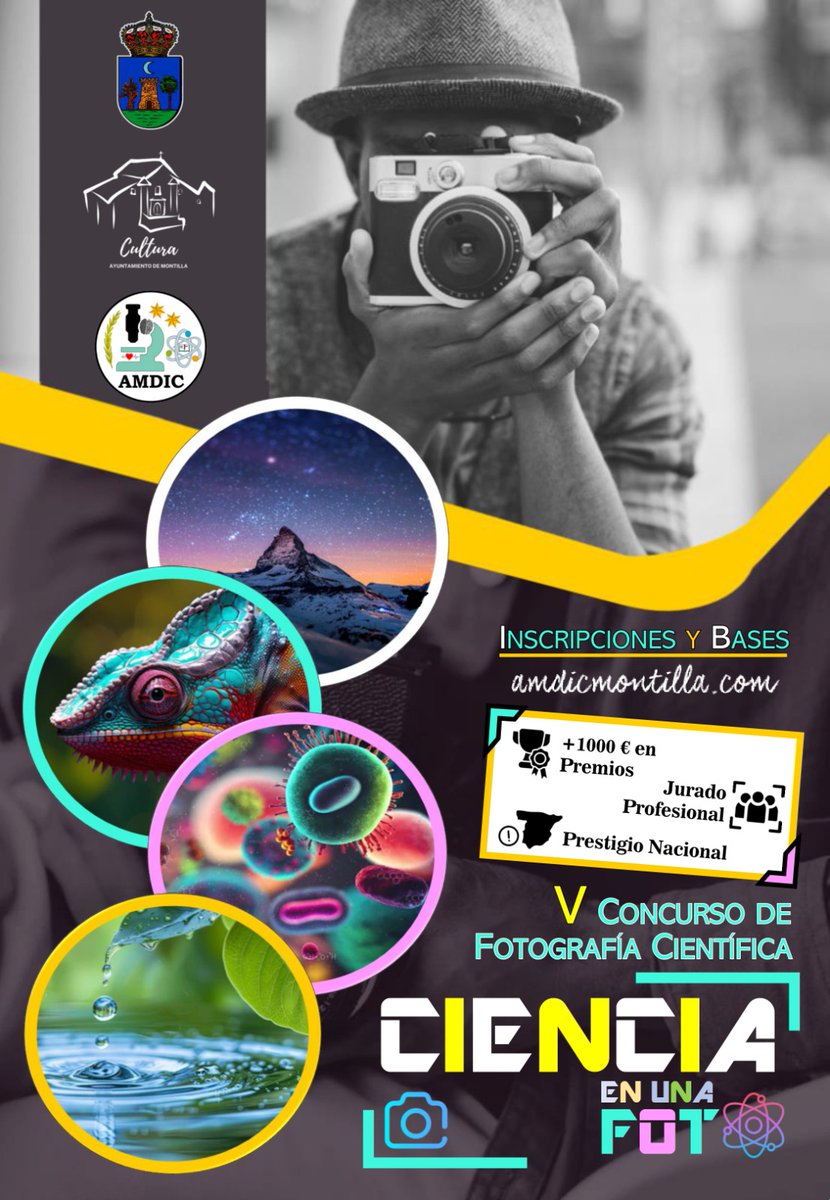 Arranca la V edición del Concurso de Fotografía “Ciencia en una foto” 2026.

La convocatoria permanecerá abierta hasta el 27 de febrero de 2026, repartiendo un total de 1.500 euros en premios.

📷Inscripciones a través de amdicmontilla.com/v-concurso-de-…