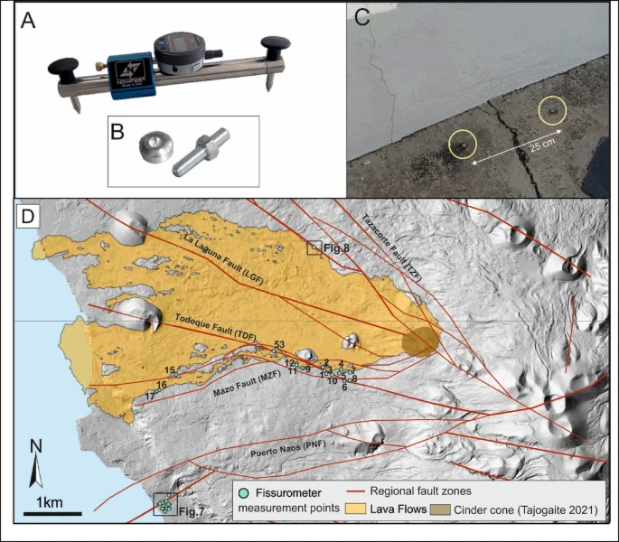 IGME1849's tweet photo. 🔬 El IGME @CSIC  detecta movimiento lento (creep) en fallas activas que condicionaron la erupción del #Tajogaite.

📚 https://t.co/wrS58S75Cg (Natural Hazards)
#LaPalma #Geología #RiesgosNaturales https://t.co/iQ6emZBC8Q