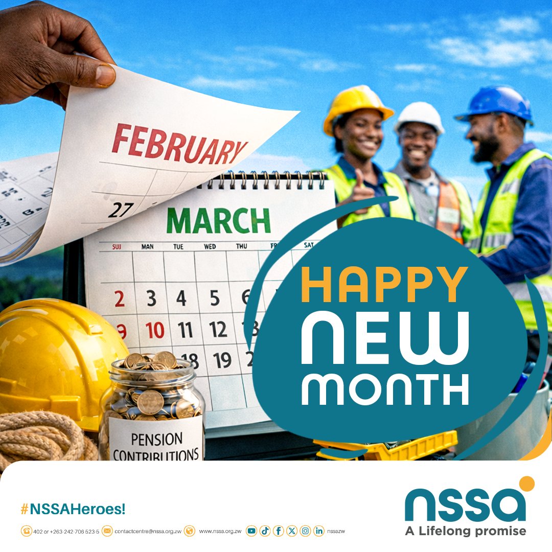 nssazw's tweet image. As February ends, NSSA thanks employers and workers for supporting workplace safety and social security. Let’s carry this into March with timely contributions, accurate records and continued worker protection.
#NSSA #WorkerProtection