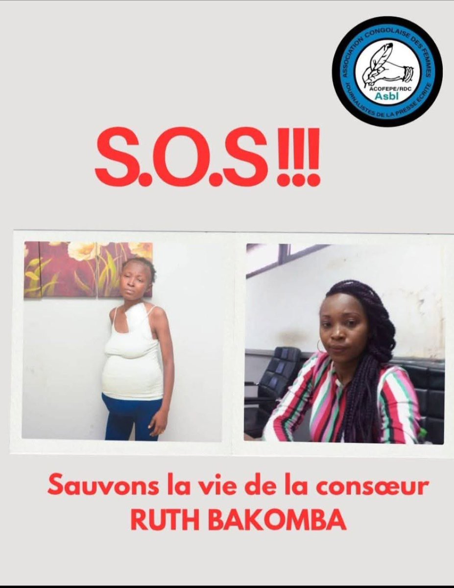 #RDC: Urgent 🚨 urgent 🚨 urgent 🚨 urgent 🚨 : une journaliste en détresse . Elle s’appelle Ruth Bakomba . Elle habite Kinshasa .